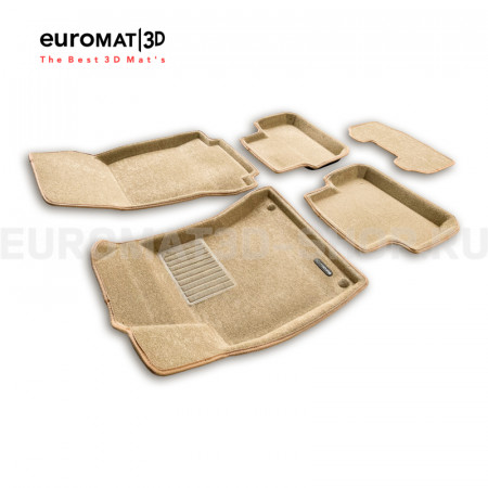 Текстильные 3D коврики Euromat3D Business в салон для Mercedes A-Class (W176) (2013-2018) № EMC3D-003516T Бежевые