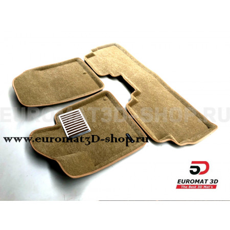 Текстильные 3D коврики Euromat3D Lux в салон для Kia Sorento Prime (2015-) № EM3D-002925T Бежевые